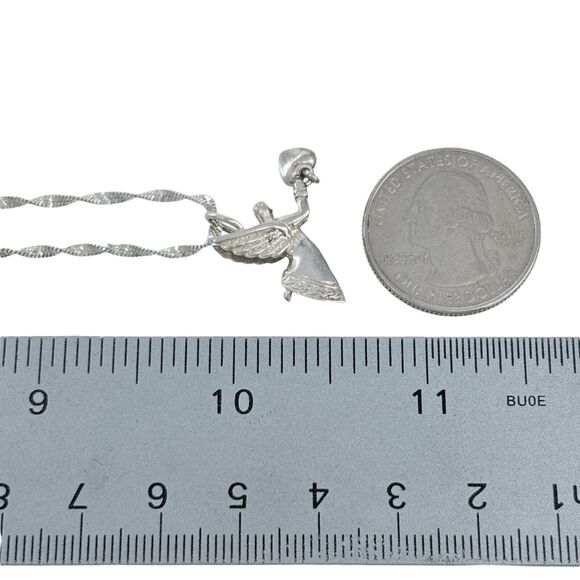 Vintage Sterling Silver 925 Heart Dangle Angel Charm Pendant ONLY - Picture 4 of 4